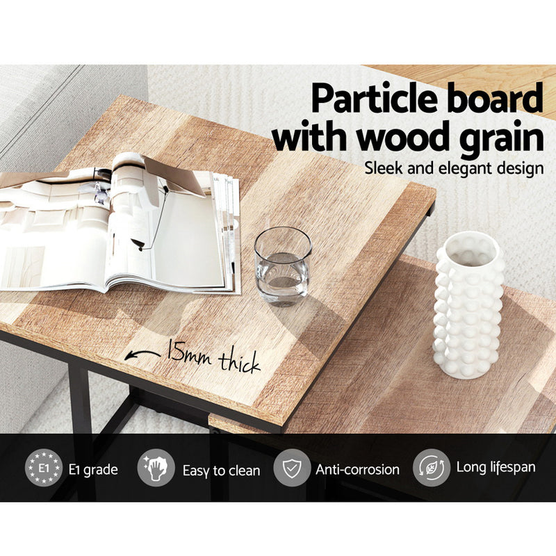 Danoz Furniture - Artiss Nesting Coffee Table Set of 2 Walnut Brok