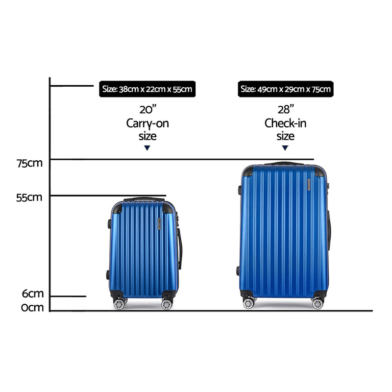 ✈️ Danoz TravelSmart | Wanderlite 2-Piece Hard Shell Luggage Set | 20" + 28" | TSA Lock | 360° Spinner | ABS | Carry-On & Check-In | Blue | 1 Year Warranty ✨