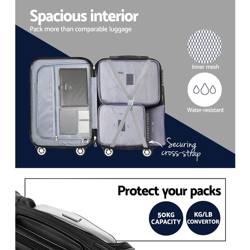 ✈️ Danoz TravelSmart | Wanderlite 9-Piece Travel Set | 3-Pc Hard Shell Luggage 20"/24"/28" + 6-Pc Organiser | TSA Lock | 360° Spinner | ABS | 1 Year Warranty ✨