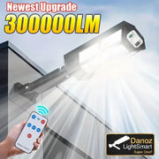 Ceiling light fixture with remote control, highlighting 300000LM rating.