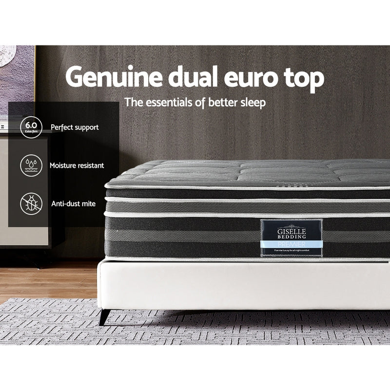 Luxurious comfort of Danoz Direct Giselle Bedding Mattress, featuring a 35cm thickness, bamboo cover for comfortable night's sleep Queen