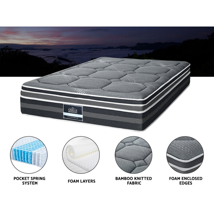 Luxurious comfort of Danoz Direct Giselle Bedding Mattress, featuring a 35cm thickness, bamboo cover for comfortable night's sleep Queen