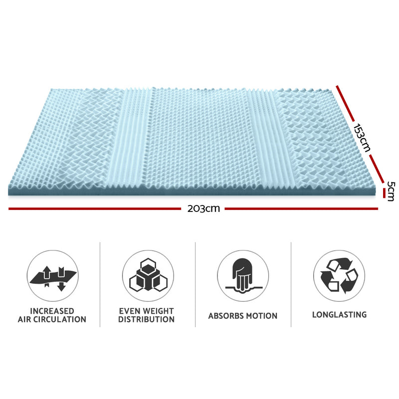 Elevate your sleeping experience with Danoz Direct - Giselle Bedding Memory Foam Mattress Topper! 7-Zone 5cm Queen