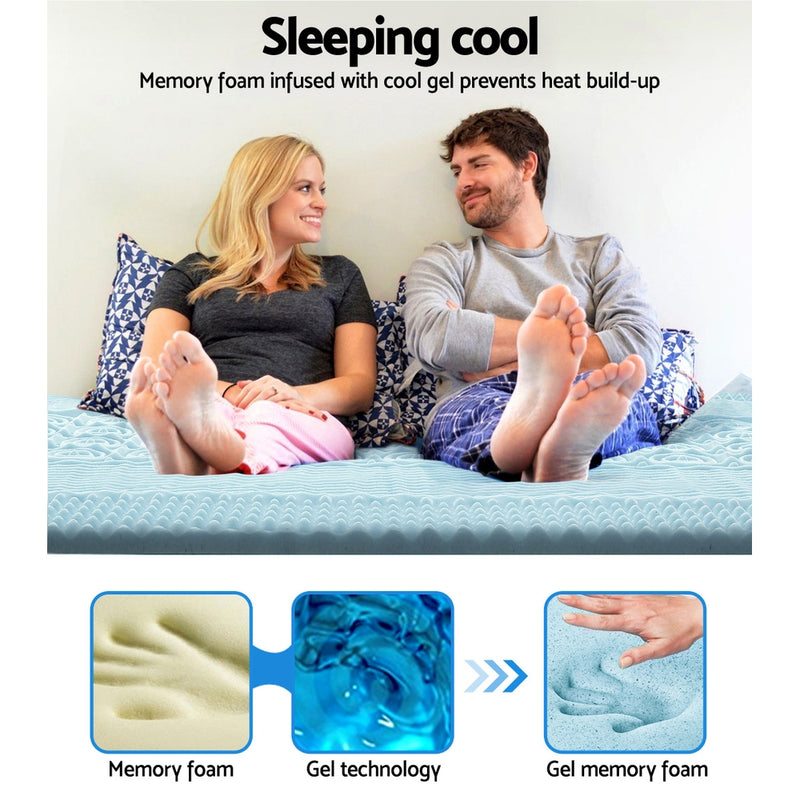 Elevate your sleeping experience with Danoz Direct - Giselle Bedding Memory Foam Mattress Topper! 7-Zone 5cm Queen