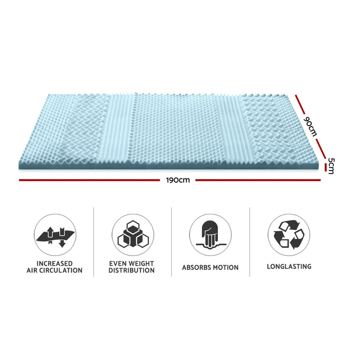Elevate your sleeping experience with Danoz Direct - Giselle Bedding Memory Foam Mattress Topper! 7-Zone 5cm Single