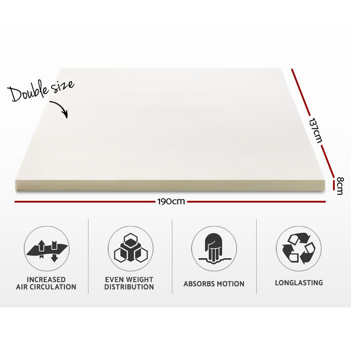 Danoz Direct - Giselle Bedding Memory Foam Mattress Topper 8cm Double