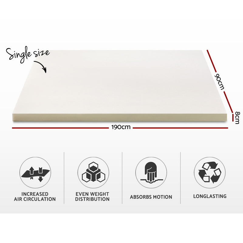 Danoz Direct - Giselle Bedding Memory Foam Mattress Topper 8cm Single