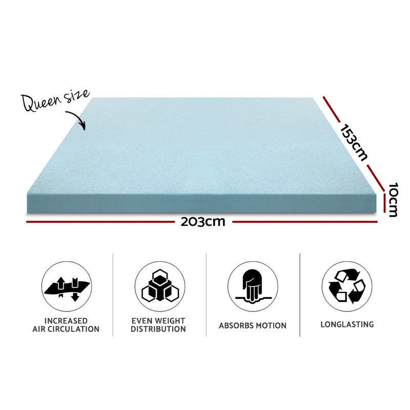 Danoz Direct - Giselle Bedding Memory Foam Mattress Topper Cool Gel 10cm Queen