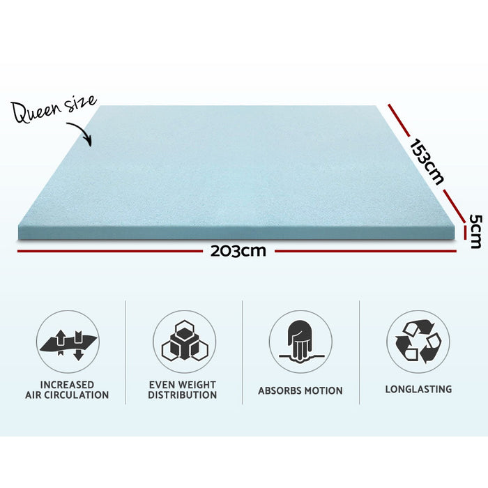 Danoz Direct - Giselle Bedding Memory Foam Mattress Topper Cool Gel 5cm Queen