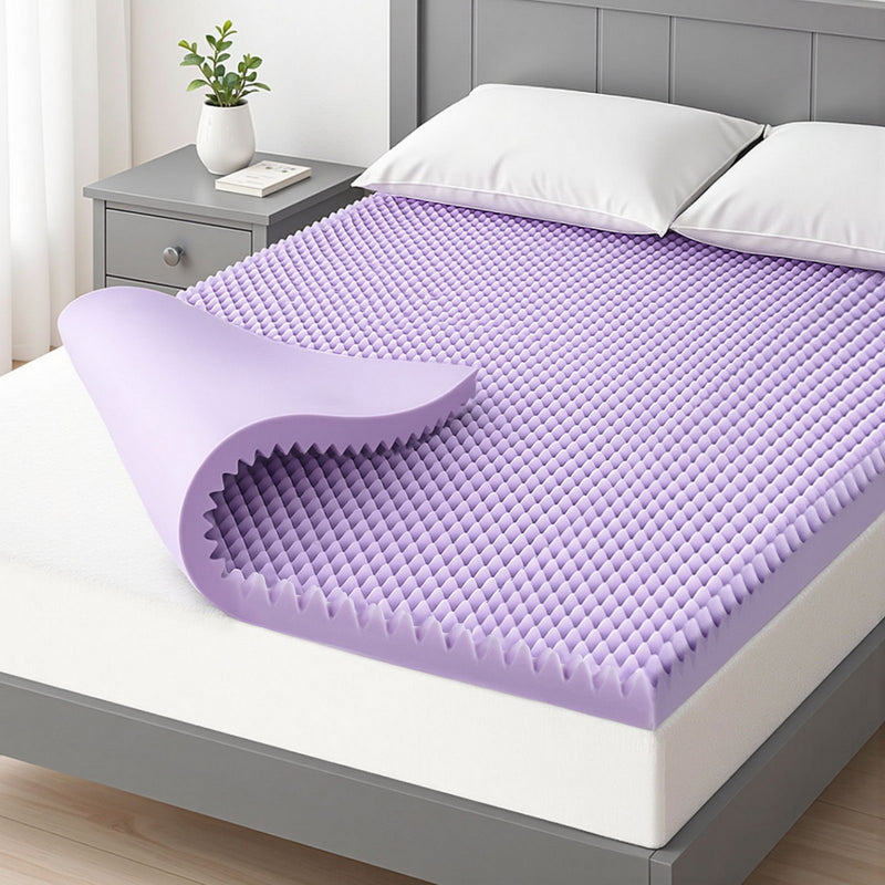 Danoz BeddingSmart - Giselle 5cm Memory Foam Mattress Topper Lavender Infused Egg Crate Pad Mat Double
