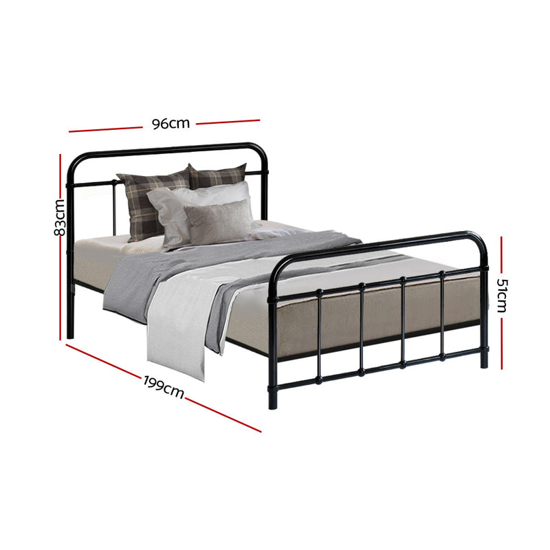 Danoz Bedrooms 🛏️ Artiss Bed Frame Metal Frames LEO - Single (Black) - Incl. Postage