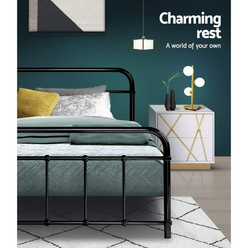 Danoz Bedrooms 🛏️ Artiss Bed Frame Metal Frames LEO - Single (Black) - Incl. Postage