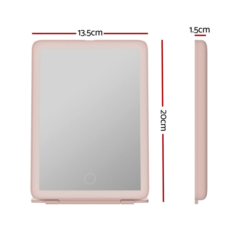 Danoz Direct - Embellir Compact Makeup Mirror w/ LED Light Portable Foldable Travel Beauty Pink