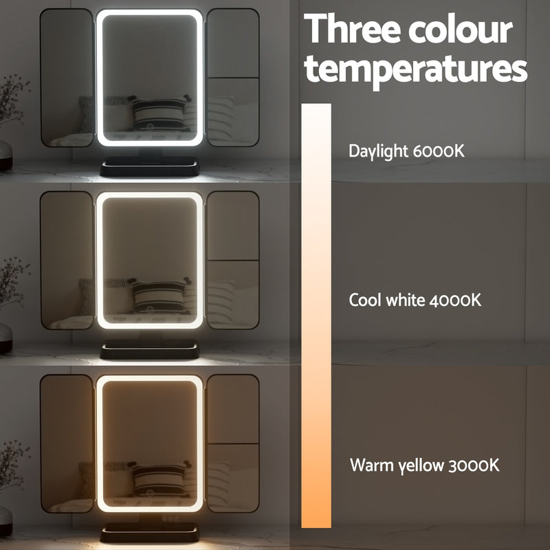 Danoz Direct - Embellir LED Makeup Mirror Tri-fold Lighted Vanity Mirrors 1X2X3X Magnifications