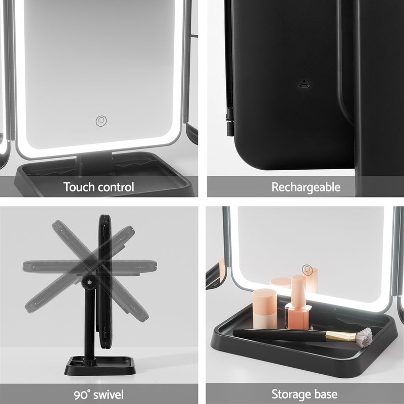 Danoz Direct - Embellir LED Makeup Mirror Tri-fold Lighted Vanity Mirrors 1X2X3X Magnifications