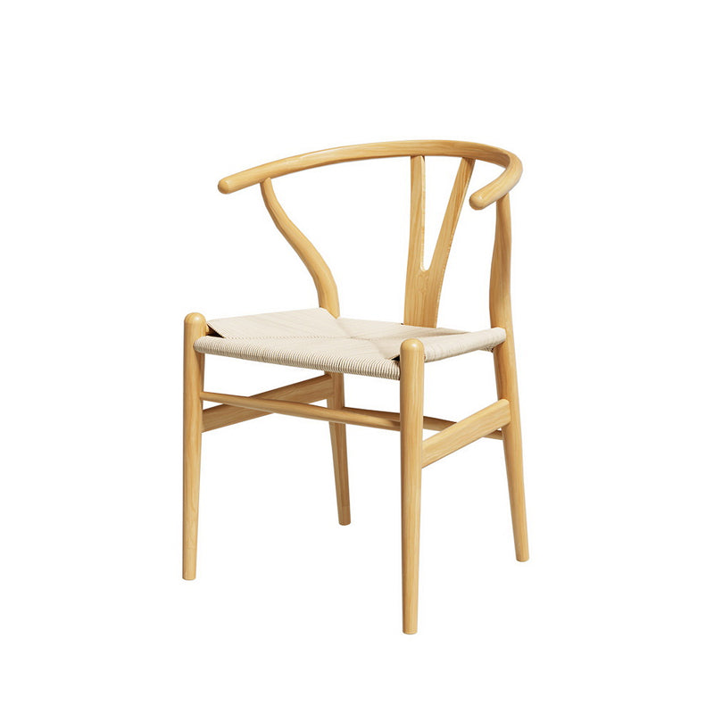 Danoz Direct - Artiss Dining Chair Wooden Rattan Seat Wishbone Back