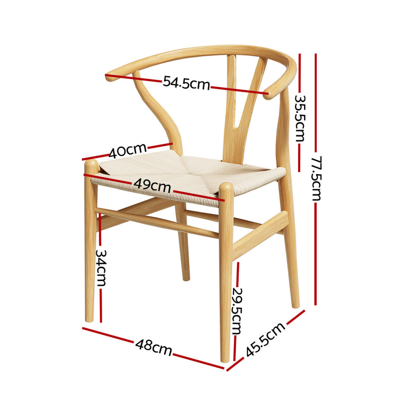 Danoz Direct - Artiss Dining Chair Wooden Rattan Seat Wishbone Back