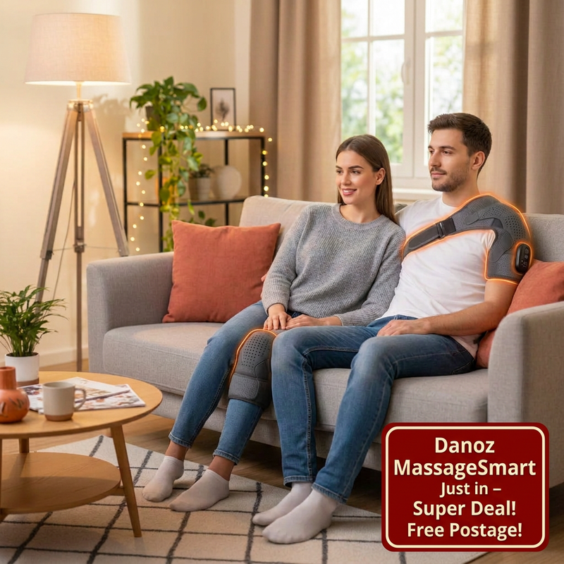 🦴 Danoz MassageSmart | Heating Shoulder & Knee Massager | Heat + Vibration | 3 Levels | USB Rechargeable | Free Postage!