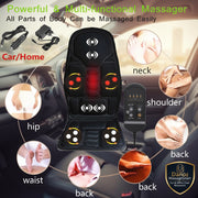Massage chair with various massage points and accessories on a white background