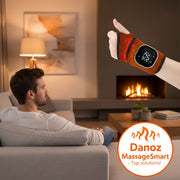 Digital wrist massager with heating and vibration functions on a white background