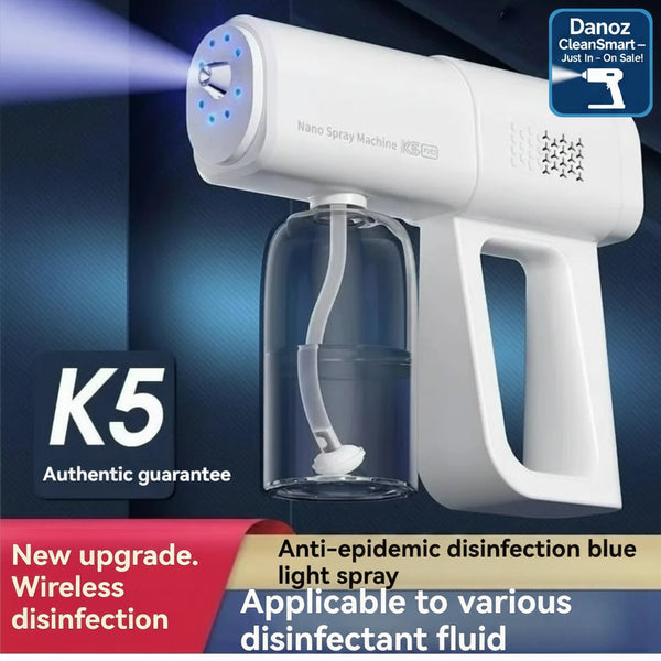 White K5 nano spray machine with blue light on a dark background