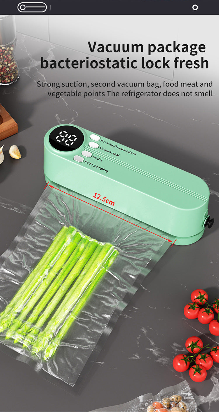 🍽️ Danoz KitchenSmart | HOMEFISH Mini Wireless Vacuum Sealer | Portable | LED Display | 3 Sealing Modes | 60kPa | Food & Bag Sealing | Green & Off White ✨