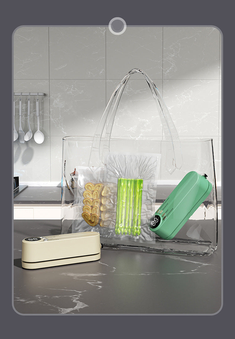 🍽️ Danoz KitchenSmart | HOMEFISH Mini Wireless Vacuum Sealer | Portable | LED Display | 3 Sealing Modes | 60kPa | Food & Bag Sealing | Green & Off White ✨