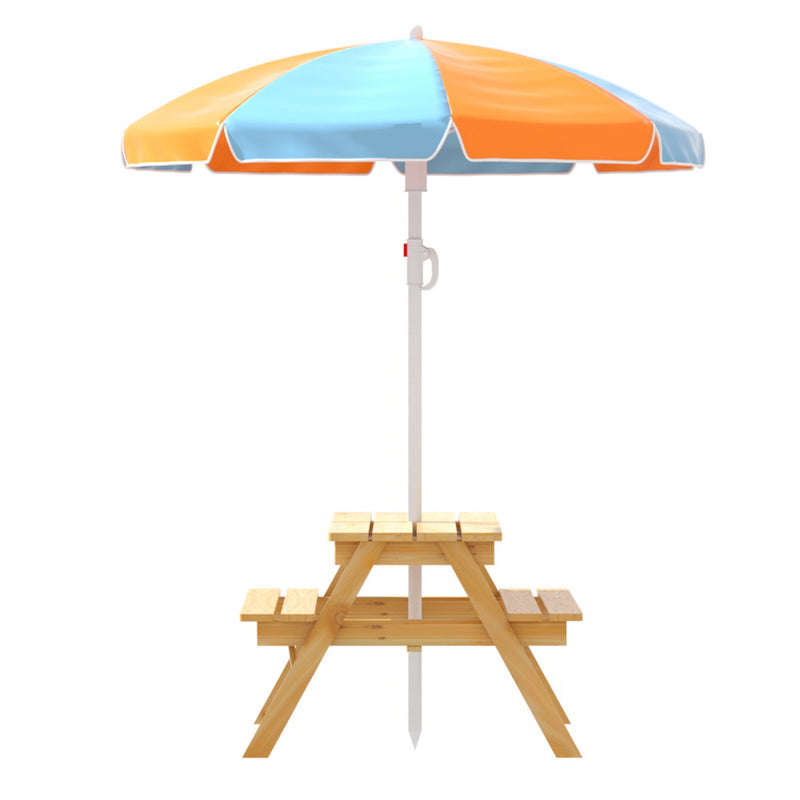 Danoz Kids - Keezi Kids Outdoor Table and Chairs Picnic Bench Umbrella Set Water Sand Pit Box