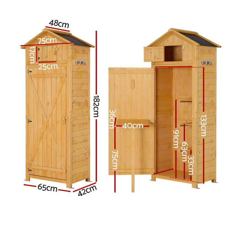 Danoz Gardeon Outdoor Storage Cabinet Cupboard Folding Table Tool Organizer Shed Adjustable