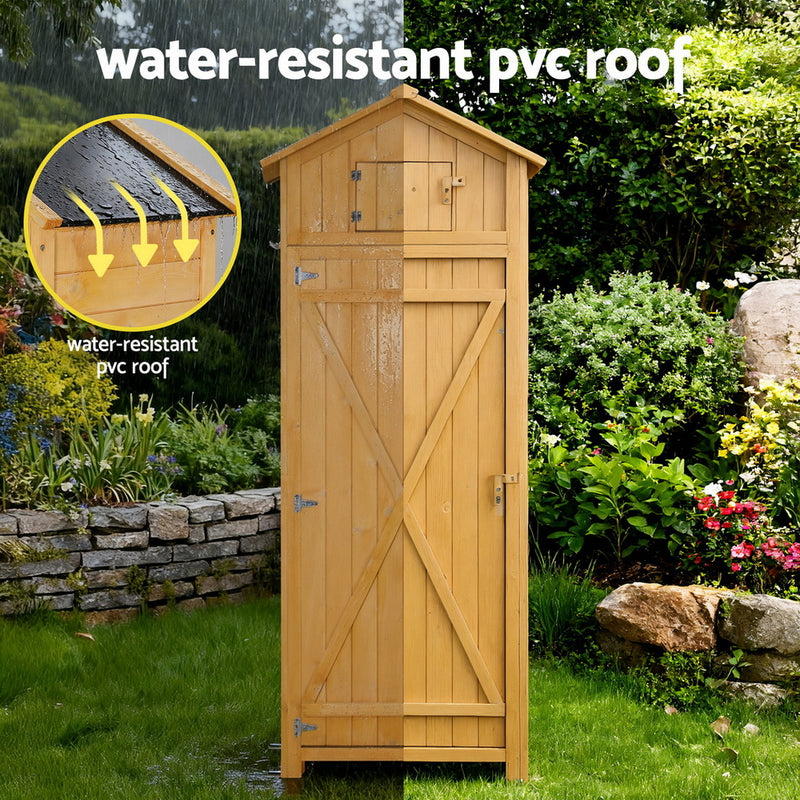 Danoz Gardeon Outdoor Storage Cabinet Cupboard Folding Table Tool Organizer Shed Adjustable