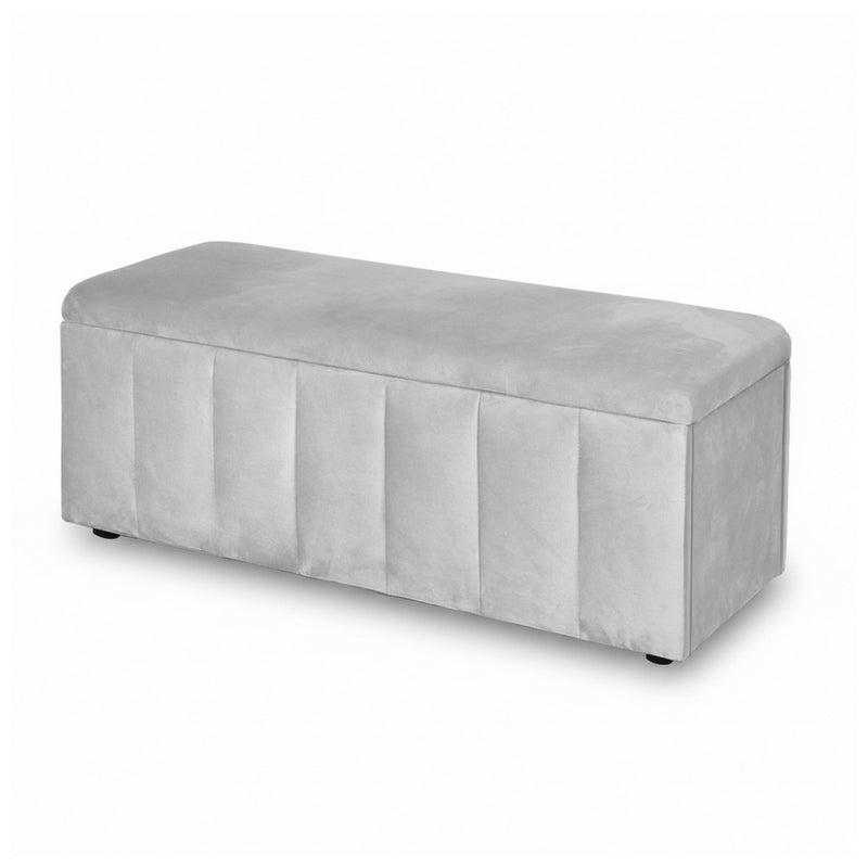 Danoz Furniture - Artiss Storage Ottoman Blanket Box Velvet Grey 103cm