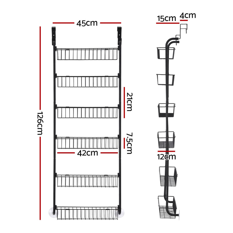 Danoz StoreSmart – Unlock Hidden Storage Space! Artiss 6-Tier Over Door Storage Hanger with Heavy-Duty Steel Frame & Suction-Grip Base – Perfect for Kitchen, Bathroom & Laundry! 🚪📦✨