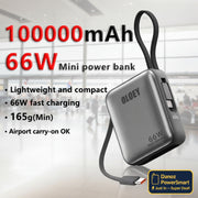 OLOEY mini power bank with charging cable on a light gray background