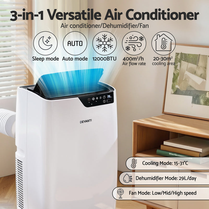 Danoz Aircon - Devanti Portable Air Conditioner Dehumidifier Fan 12000BTU