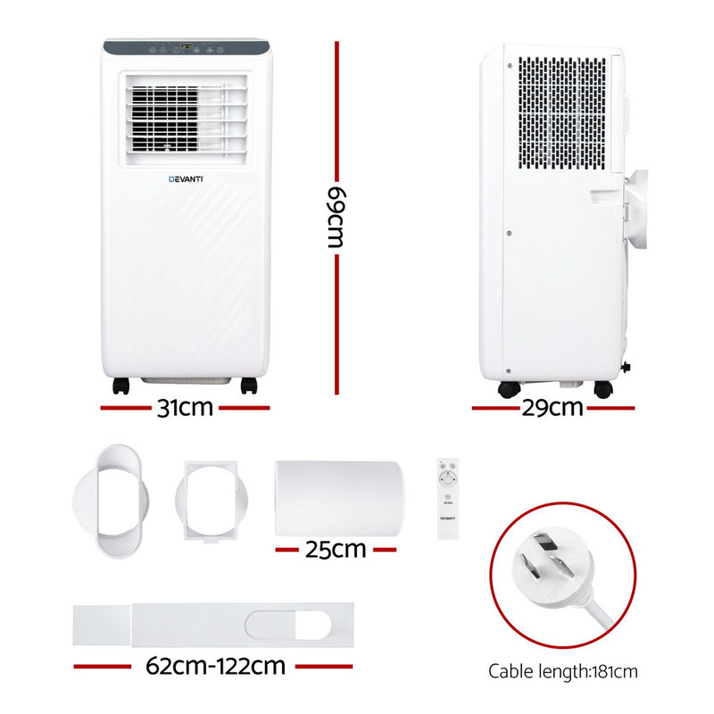 Danoz Aircon - 3-in-1 Devanti Portable Air Conditioner Dehumidifier Fan 7000BTU