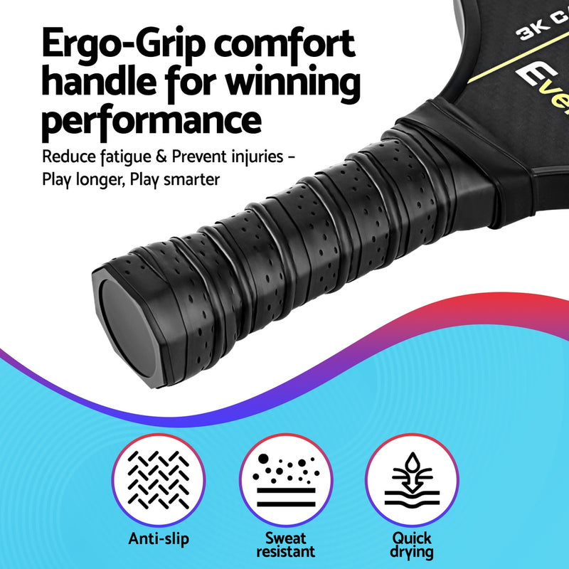 Danoz Sports - Everfit 2PCS Pickleball Paddles Set Outdoor Pickle Balls Rackets with Cover Bag Training