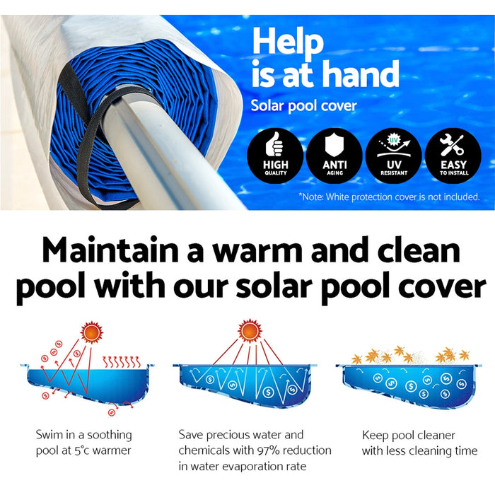 Danoz Pools 🏊 Aquabuddy Pool Cover 500 Micron 10x4m Blue Swimming Pool Solar Blanket 4m Roller