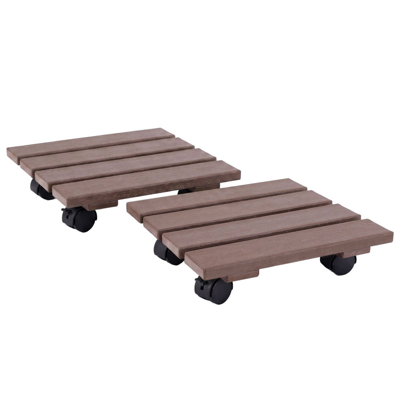 🌿 Danoz GardenSmart | Gardeon Plant Caddy 2-Pack | HDPE | Lockable Castor Wheels | Square | Indoor & Outdoor | Brown