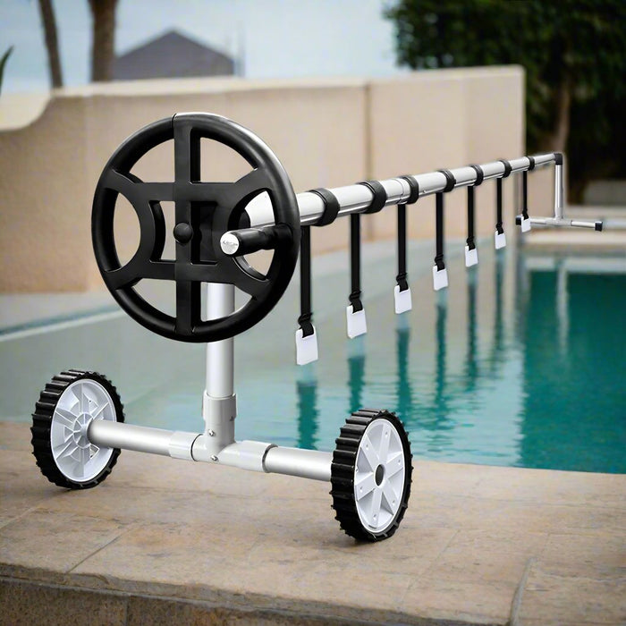 Danoz Pools 🏊 AURELAQUA Swimming Pool Roller Cover Reel Adjustable Solar Wheels Thermal 5.7m