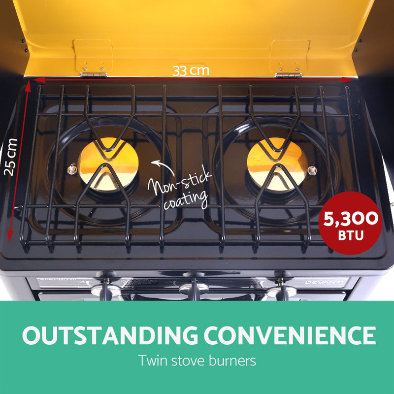 Convenience cooking outdoors with Danoz Kitchen 🧑‍🍳🥘 Devanti Portable Gas Oven. LPG oven/cooktop, For camping, picnics, and outdoor events