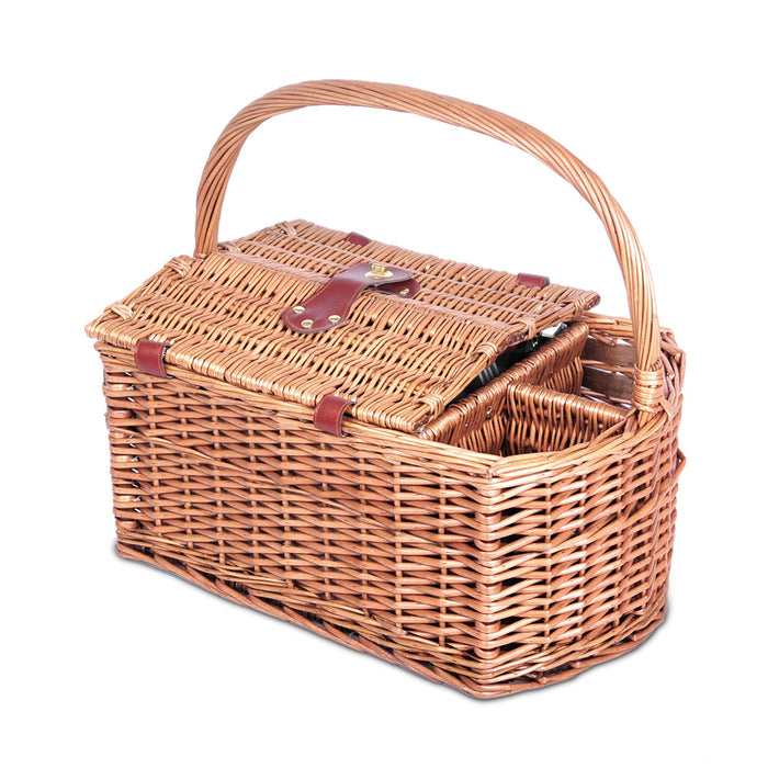 Danoz Direct - Alfresco 4 Person Picnic Basket Set Insulated Outdoor Blanket Bag