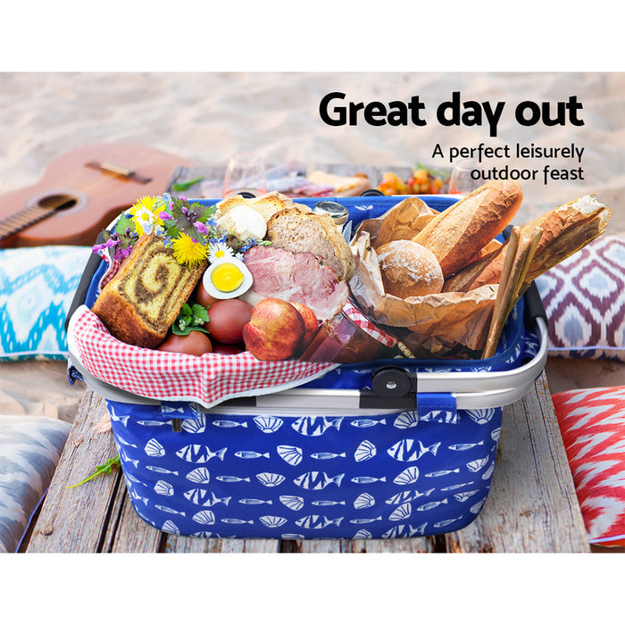 Danoz Outdoors - Alfresco Picnic Basket Folding Bag Hamper Food Insulated Storage- Incl. Delivery