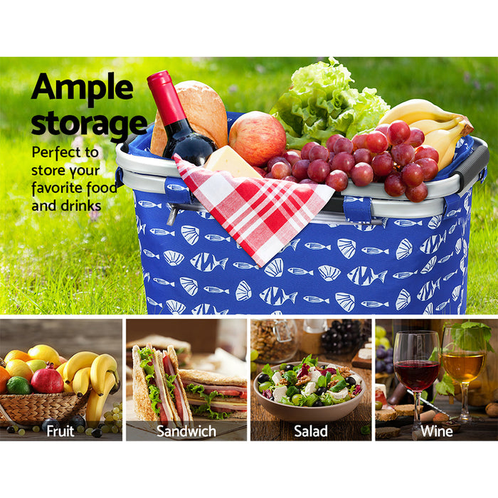 Danoz Outdoors - Alfresco Picnic Basket Folding Bag Hamper Food Insulated Storage- Incl. Delivery