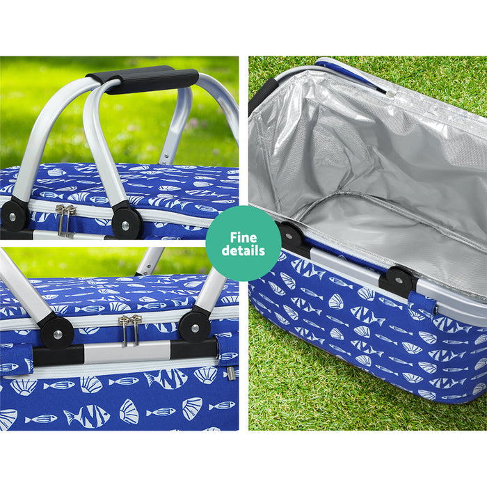 Danoz Outdoors - Alfresco Picnic Basket Folding Bag Hamper Food Insulated Cover Storage- Incl. Delivery