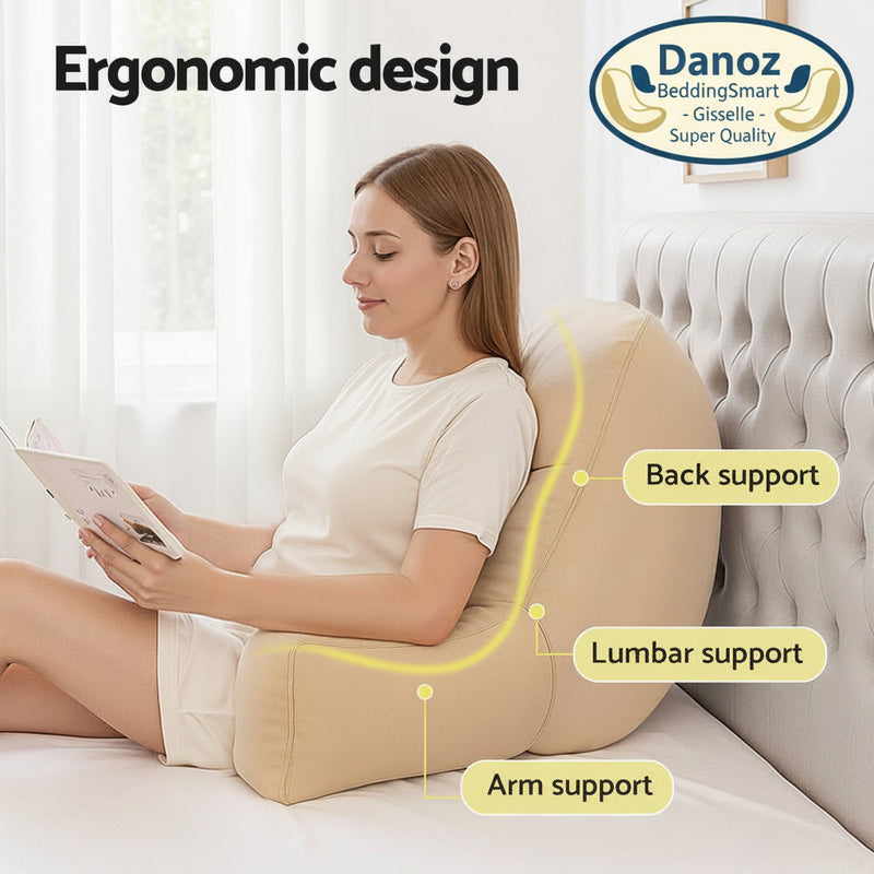Danoz PillowSmart - Giselle Reading Pillow Back Rest Lumbar Support Cushion Oatmeal - Free Postage!
