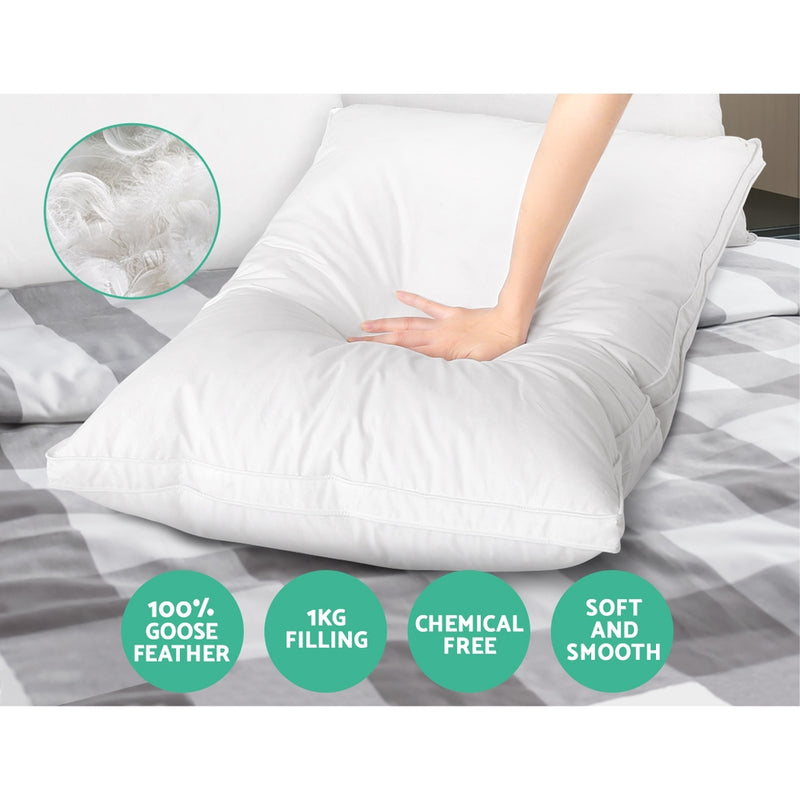Danoz Direct - Giselle Bedding Goose Feather Down Pillow Luxury - Buy One Get One More