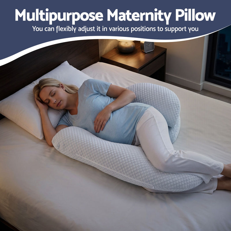 🤱 Danoz PillowSmart | Giselle Bedding Cooling Pregnancy Pillow | 37×87cm | Adjustable | Back, Belly & Hip Support | Removable Cover | Blue