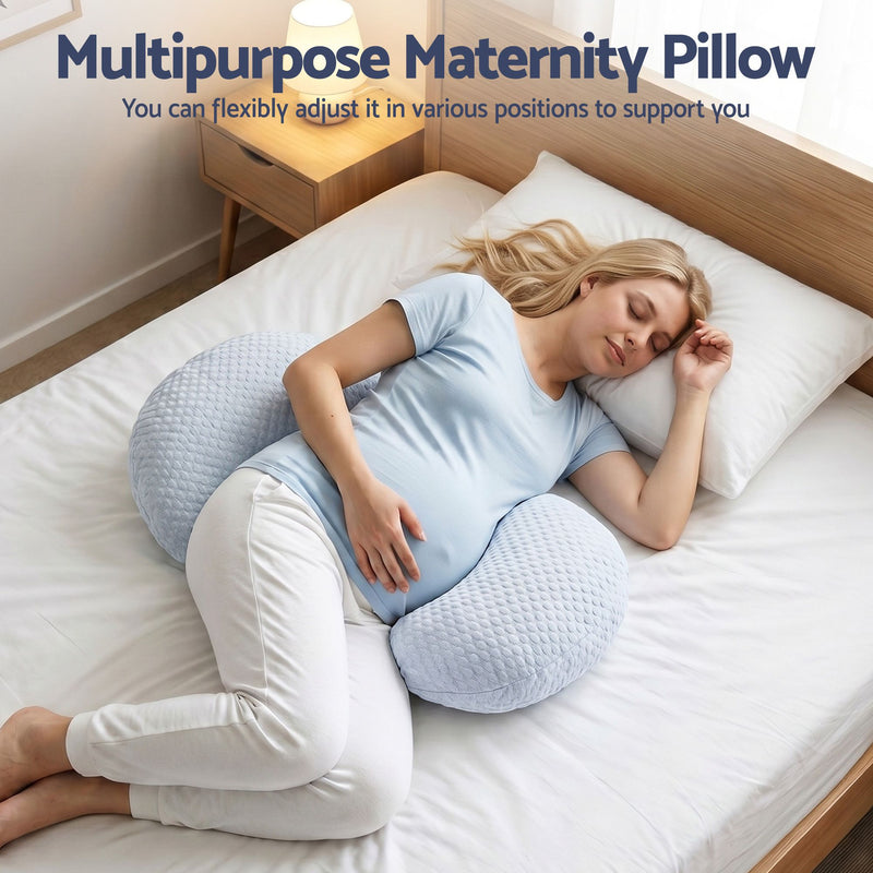🤱 Danoz PillowSmart | Giselle Bedding Cooling Pregnancy Pillow | 37×87cm | Adjustable | Back, Belly & Hip Support | Removable Cover | Blue