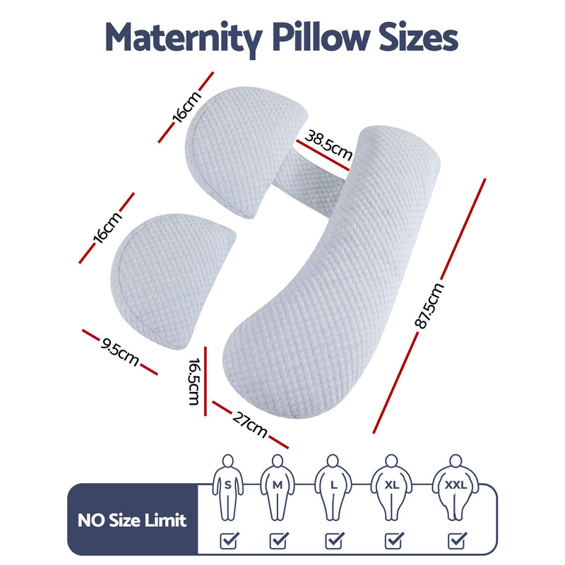 🤱 Danoz PillowSmart | Giselle Bedding Cooling Pregnancy Pillow | 37×87cm | Adjustable | Back, Belly & Hip Support | Removable Cover | Blue