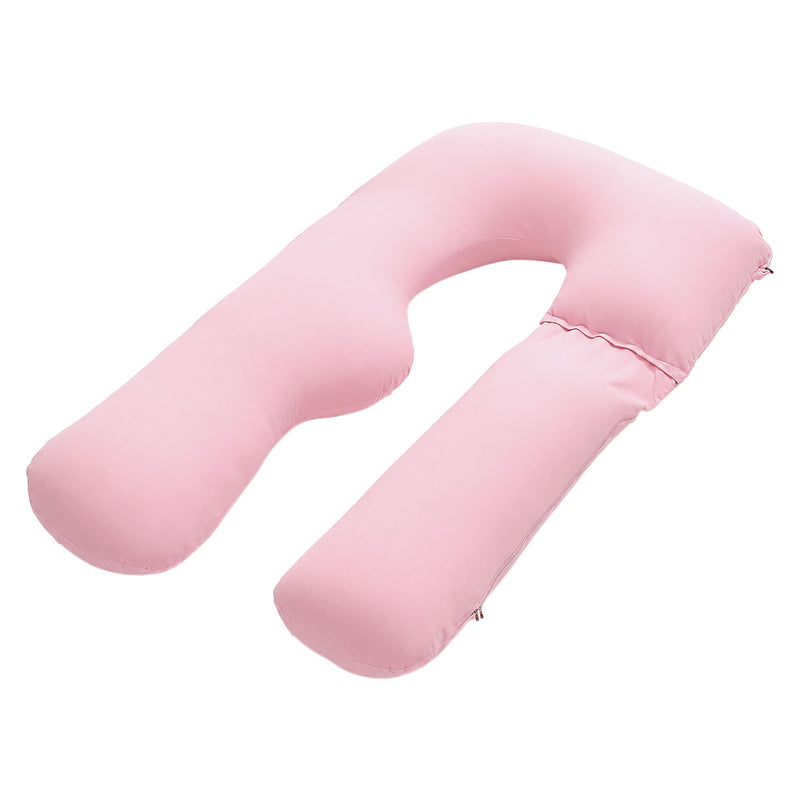 🤱 Danoz PillowSmart | Giselle Bedding U-Shaped Pregnancy Pillow | 100% Cotton Jersey | Full Body Support | 73x133cm Pink